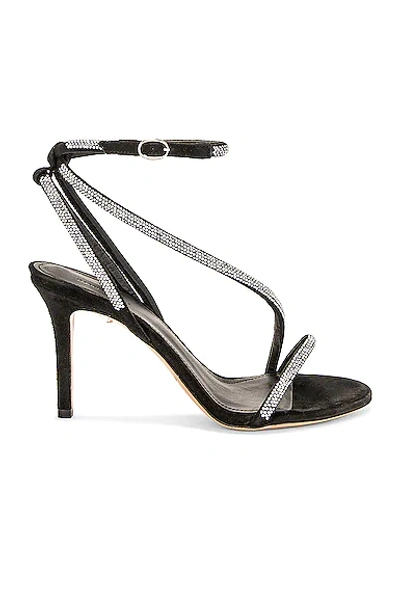 Isabel Marant Atria Crystal-embellished Suede Sandals In Black