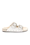 Isabel Marant Lennyo Studded Slide Sandal With Genuine Shearling Lining In Silver