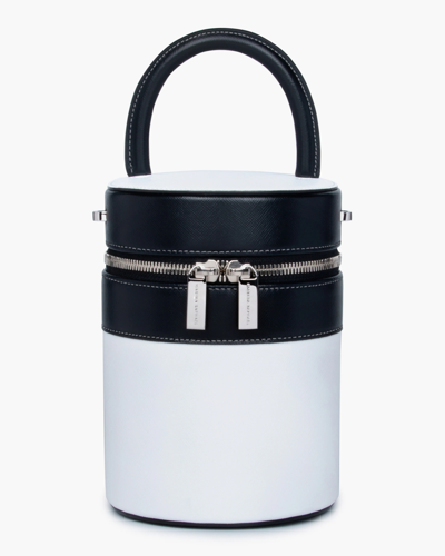 Marina Raphael Leah Bucket Bag In White Saffiano