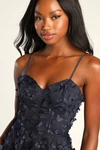 Lulus Time To Fly Navy Blue Butterfly Lace-up Midi Dress In Navy Blue