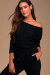 Lulus Dressed To Chill Black Ribbed Long Sleeve Sweater Top In Black
