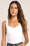 Free People Clean Lines White Sleeveless Bodysuit In White