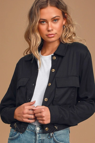 Lulus Eldora Black Cropped Utility Jacket