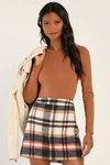 Lulus Mad For Plaid Navy And Cream Plaid Mini Skirt In Navy