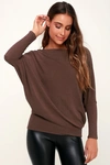Lulus Basics Verla Washed Plum Purple Dolman Sleeve Sweater Top In Plum Purple