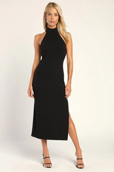 Lulus Simply Enchanted Black Halter Midi Dress