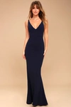 Lulus Melora Navy Blue Sleeveless Maxi Dress In Navy Blue