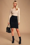 Lulus Superpower Black Suede Pencil Skirt In Black