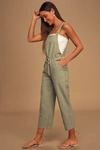 Rhythm Verona Sage Green Drawstring Wide-leg Jumpsuit In Sage Green