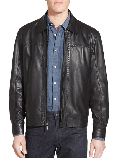 Missani Le Collezioni Men's Lambskin Leather Jacket In Black