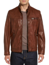 MISSANI LE COLLEZIONI MEN'S WASHED LAMBSKIN LEATHER JACKET