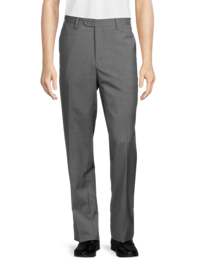 Santorelli Men's Modern Fit Crosshatch Wool Pants In Grey
