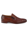 MASSIMO MATTEO MEN'S WOVEN LEATHER LOAFERS