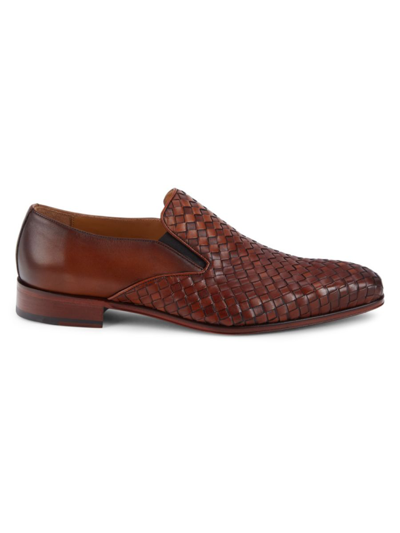 Massimo Matteo Men's Woven Leather Loafers In Brown