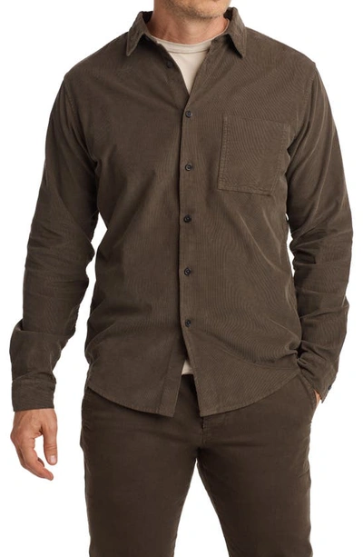 Rowan Nobel Fine Wale Corduroy Button-up Shirt In Olive