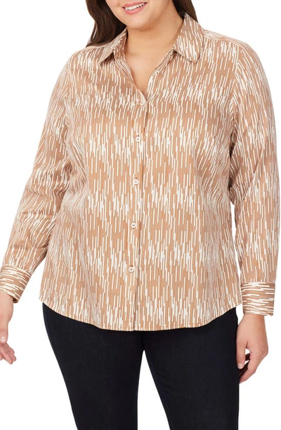 Foxcroft Ava Print Blouse In Ivory Multi