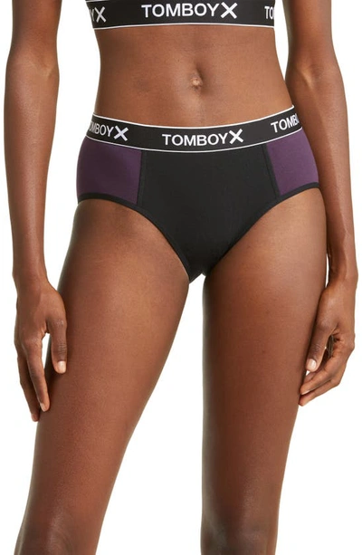 Tomboyx Hipster Briefs In Checkers Colorblock- Plum