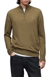 Allsaints Kilburn Wool Blend Half-zip Pullover In Olive Green