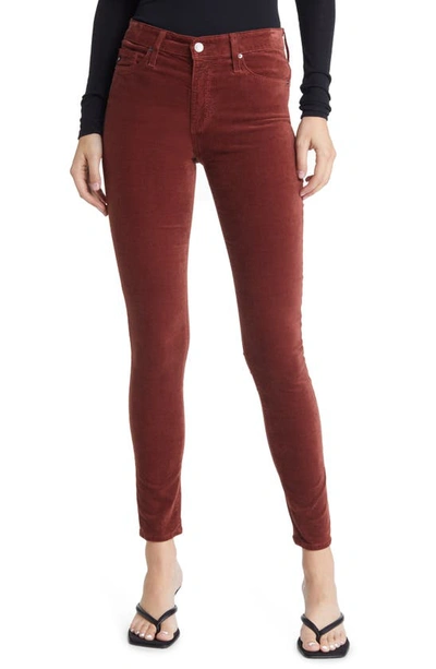 Ag The Farrah High Waist Velvet Jeans In Dark Sangria