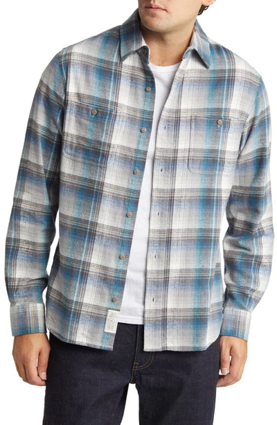 Schott Two-pocket Flannel Long Sleeve Button-up Shirt In Turquoise