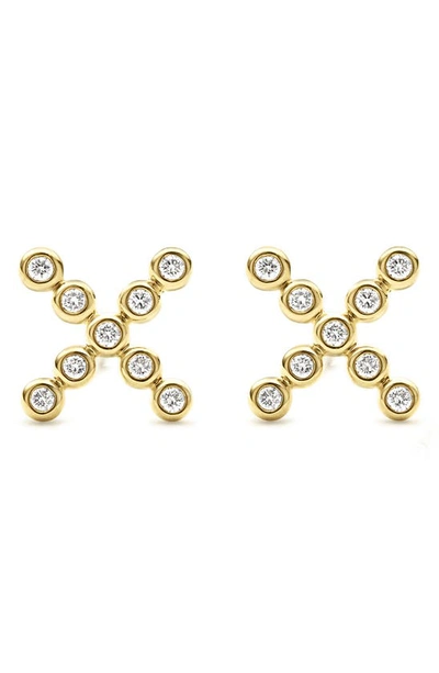 Lagos 18k Gold And Diamond X-stud Earrings In Gold Diamond