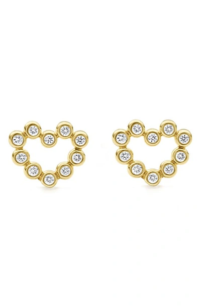 Lagos 18k Gold And Diamond Petite Heart Stud Earrings In Gold Diamond
