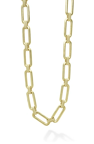 Lagos Signature Caviar Smooth Link Toggle Necklace In Gold
