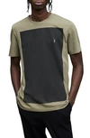 Allsaints Lobke Cotton Color Blocked Embroidered Logo Tee In Serpentine