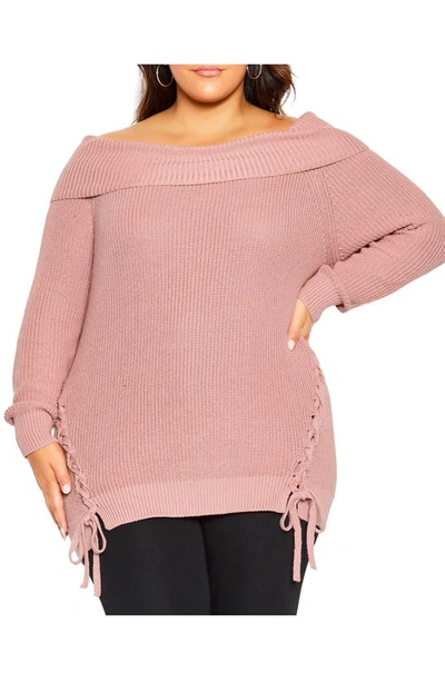 City Chic Trendy Plus Size Intertwine Jumper Jumper In Pink