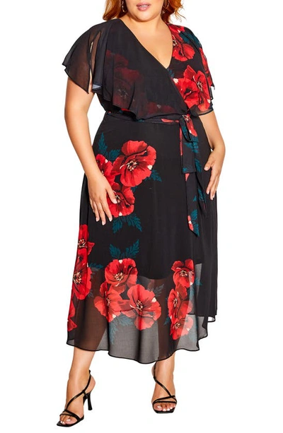 City chic red floral dress hotsell