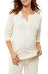 A Pea In The Pod Long Sleeve Maternity Henley Shirt In Birch