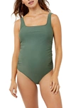 A Pea In The Pod Square Neck One-piece Maternity Swimsuit In Olive