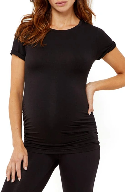 A Pea In The Pod Ruched Maternity T-shirt In Black