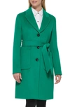Shop Karl Lagerfeld Paris Belted Wool Blend Patch Pocket Coat In Spearmint
