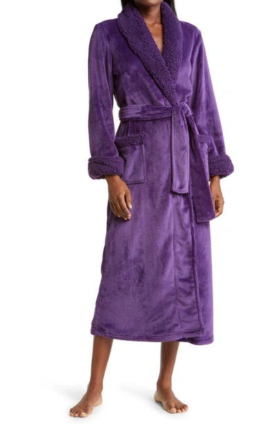 Natori Plush Long Robe In Cypress Green