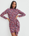 Veronica Beard Louella Floral Print Long Sleeve Dress In Berry Multi