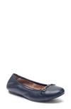 Me Too Brielle Cap Toe Perforated Ballet Flat In Navy Leather