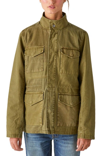 Lucky Brand Women's Twill Stand-collar Utility Jacket In 378 Olive