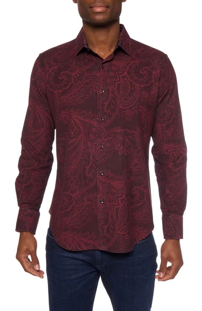 Robert Graham Men's Tarvos Micro-corduroy Sport Shirt In Burgundy