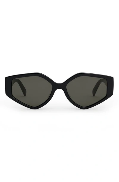 Celine Bold 3 Dots 57mm Geometric Sunglasses In Smoke