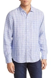 Tommy Bahama Ventana Plaid Linen Button-up Shirt In Royal Indigo