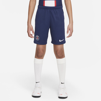 Nike Paris Saint-germain 2022/23 Stadium Home Big Kids'  Dri-fit Soccer Shorts In Midnight Navy,white,white