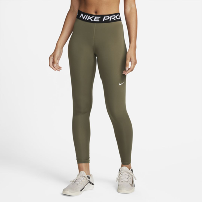 Nike Women's  Pro Mid-rise Mesh-paneled Leggings In Green