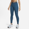 Nike Women's  Pro Mid-rise Mesh-paneled Leggings In Blue
