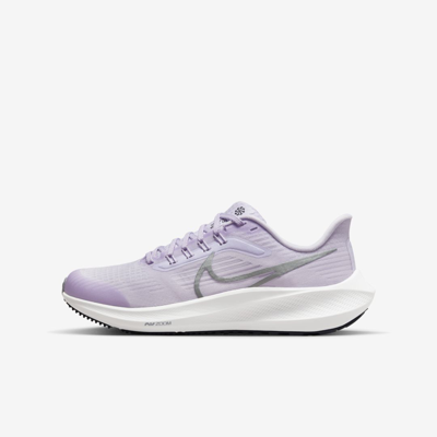 Nike Air Zoom Pegasus 39 Big Kids' Road Running Shoes In Violet Frost/metallic Silver/barely Grape/midnight Navy/white
