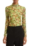 Ted Baker Lennix Floral Mesh Top In Light Yellow
