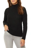 Jones New York Reverse Jersey Multi-stitch Mock Neck Sweater In Black