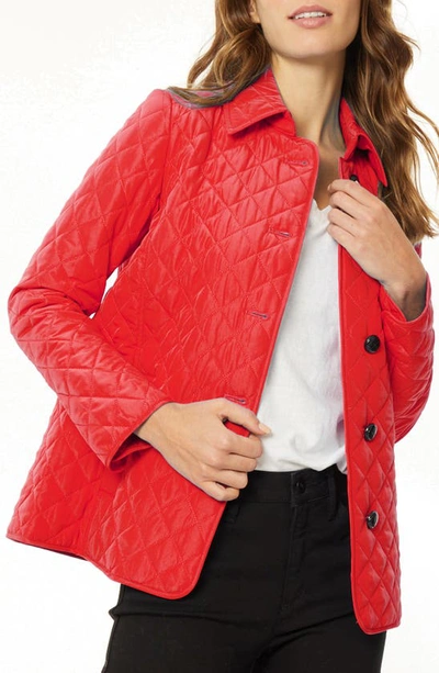 Jones New York Quilted Button Front Jacket In Red
