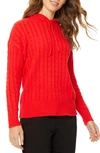 Jones New York Cable-knit Hoodie In Red