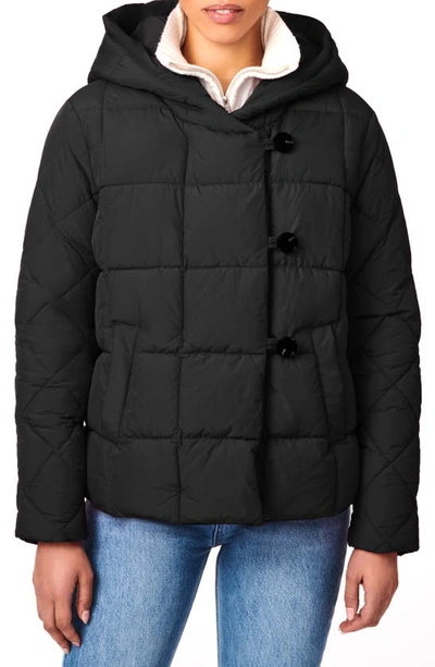 Bernardo Hooded Recycled Polyester Puffer Jacket In Black